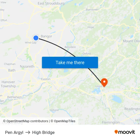 Pen Argyl to High Bridge map