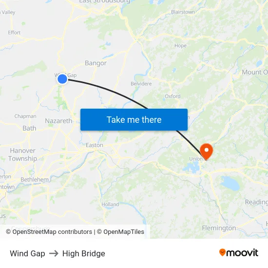 Wind Gap to High Bridge map