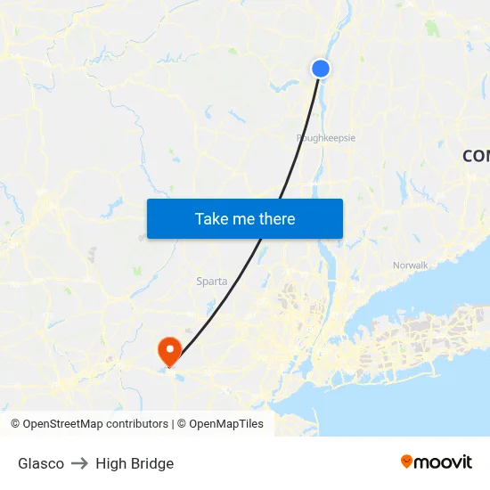 Glasco to High Bridge map