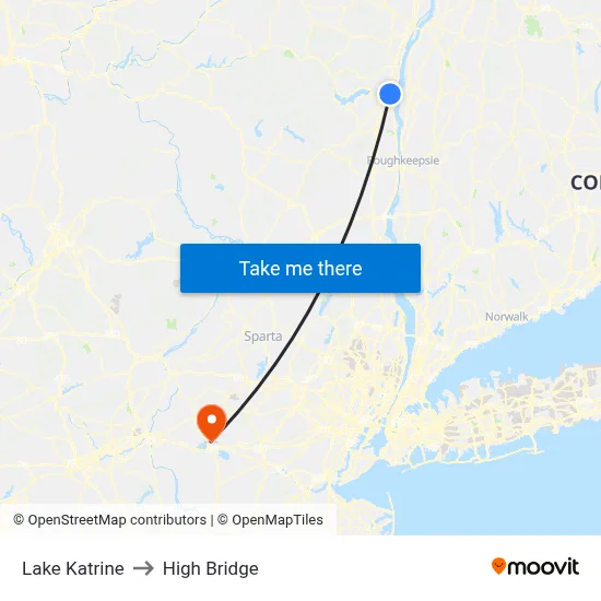 Lake Katrine to High Bridge map