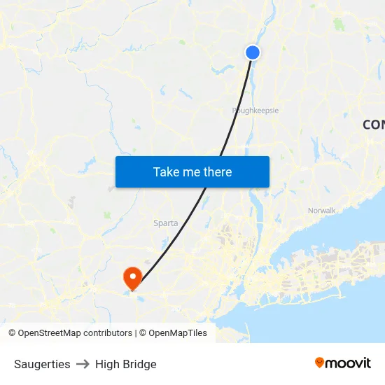 Saugerties to High Bridge map