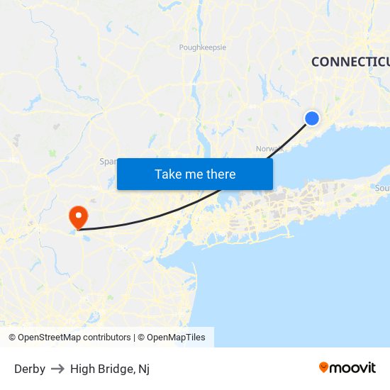 Derby to High Bridge, Nj map