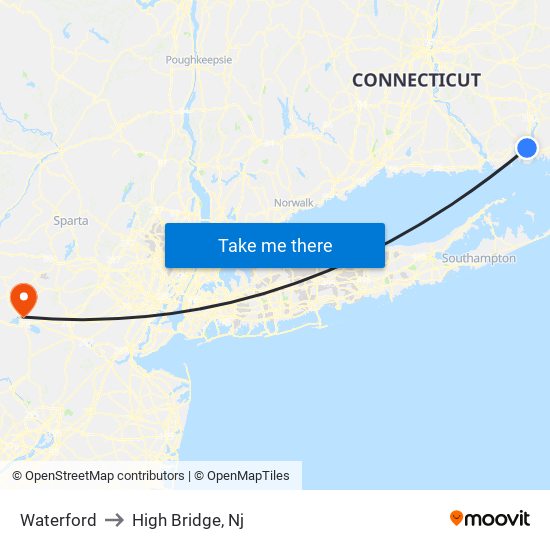 Waterford to High Bridge, Nj map