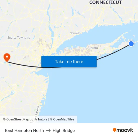 East Hampton North to High Bridge map