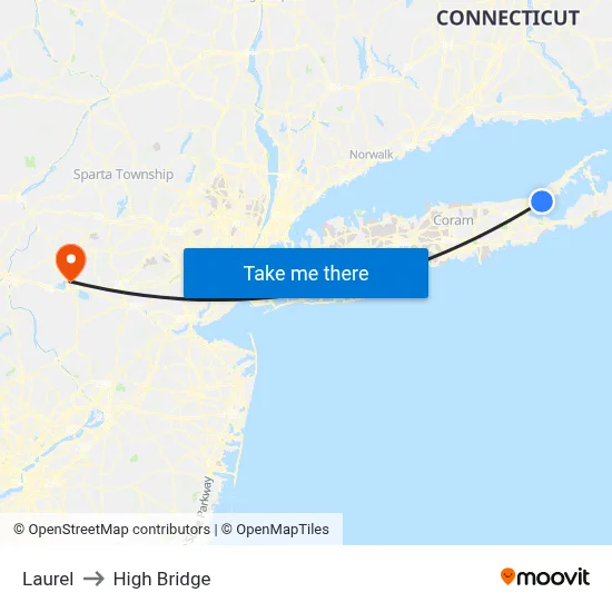 Laurel to High Bridge map