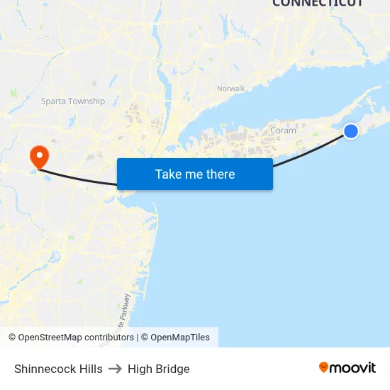 Shinnecock Hills to High Bridge map