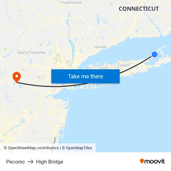 Peconic to High Bridge map