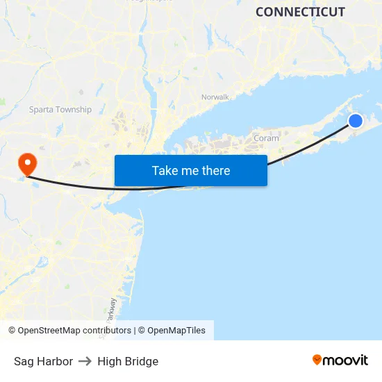 Sag Harbor to High Bridge map
