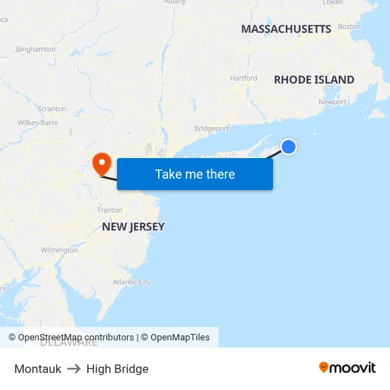 Montauk to High Bridge map