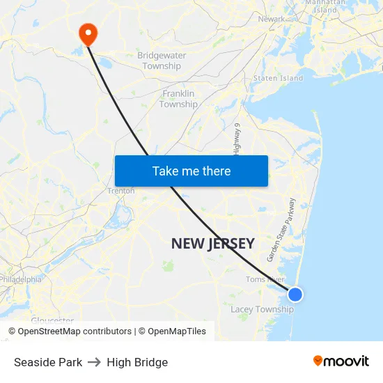 Seaside Park to High Bridge map