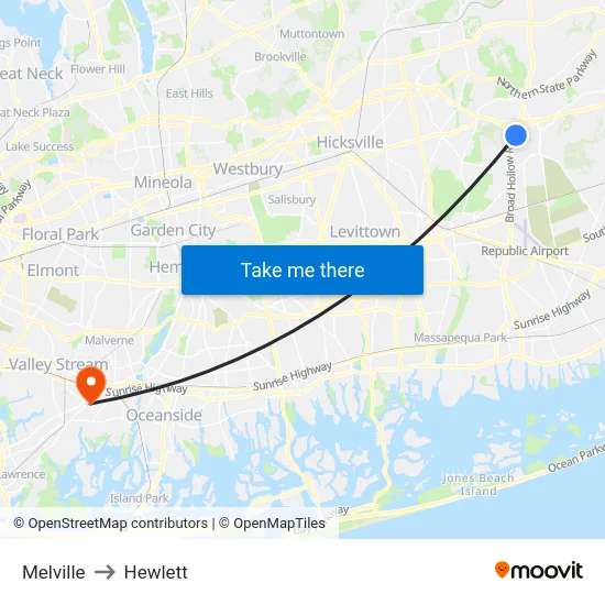 Melville to Hewlett map