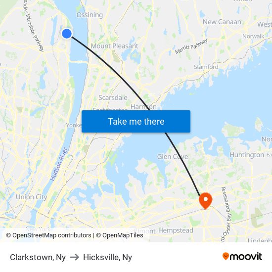 Clarkstown, Ny to Hicksville, Ny map