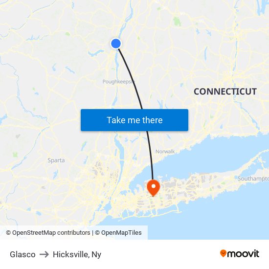 Glasco to Hicksville, Ny map