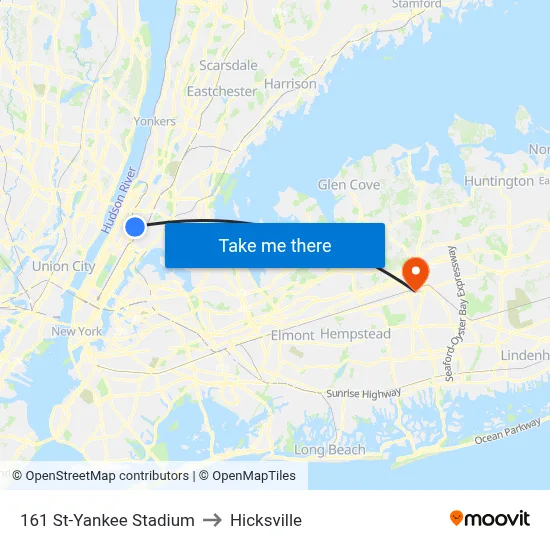 161 St-Yankee Stadium to Hicksville map