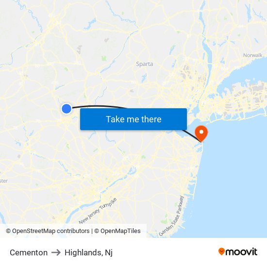 Cementon to Highlands, Nj map