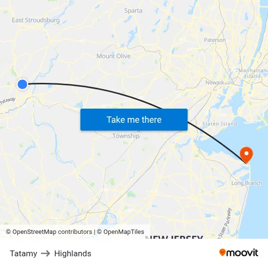 Tatamy to Highlands map