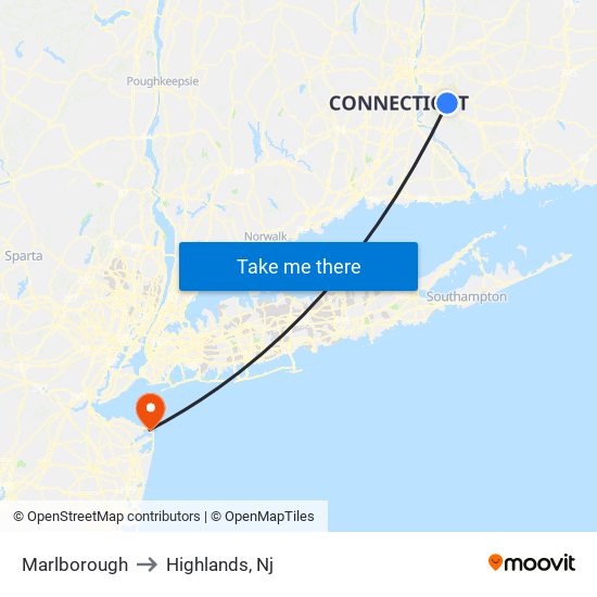 Marlborough to Highlands, Nj map