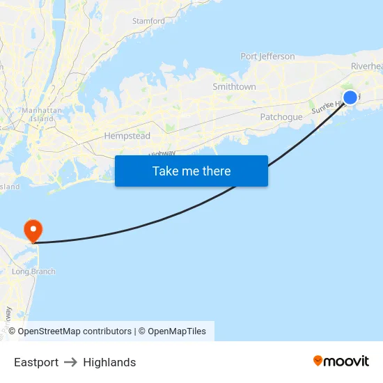 Eastport to Highlands map