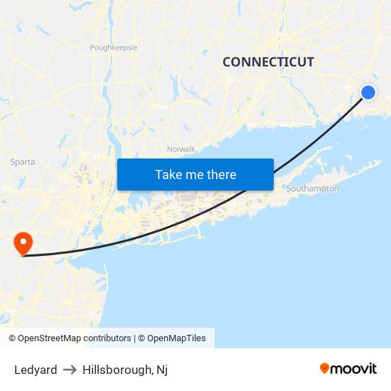 Ledyard to Hillsborough, Nj map