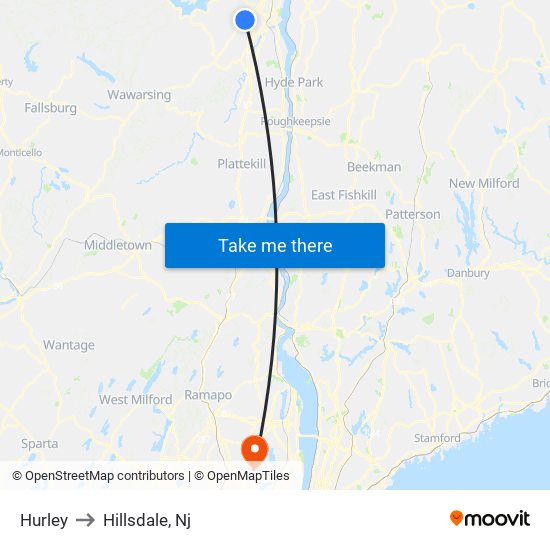 Hurley to Hillsdale, Nj map