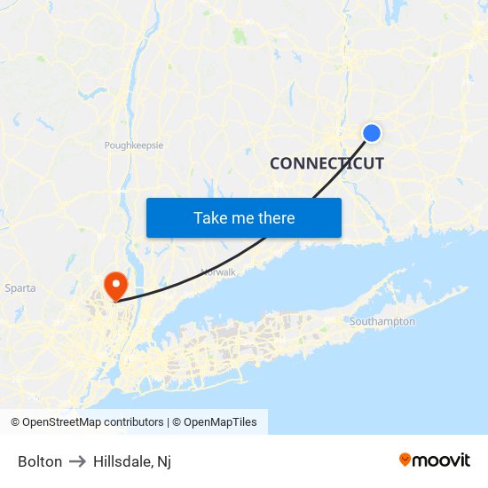 Bolton to Hillsdale, Nj map