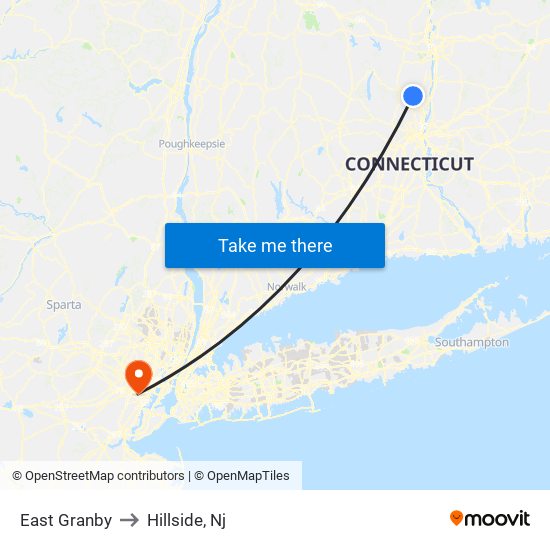 East Granby to Hillside, Nj map