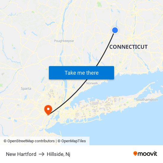 New Hartford to Hillside, Nj map