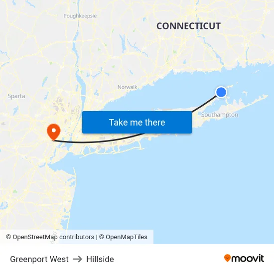 Greenport West to Hillside map