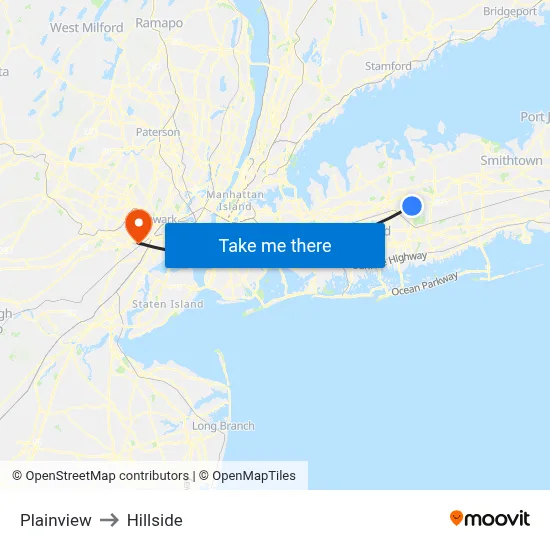 Plainview to Hillside map