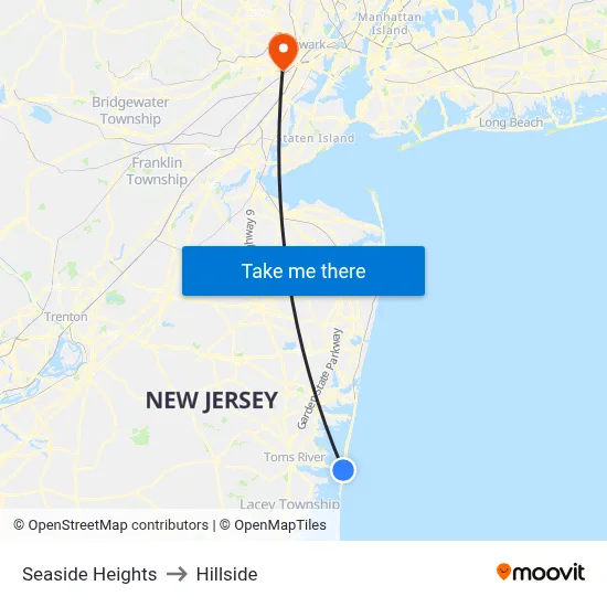 Seaside Heights to Hillside map