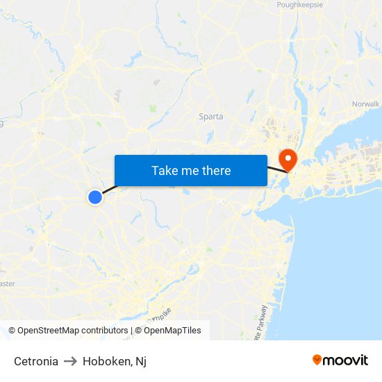 Cetronia to Hoboken, Nj map