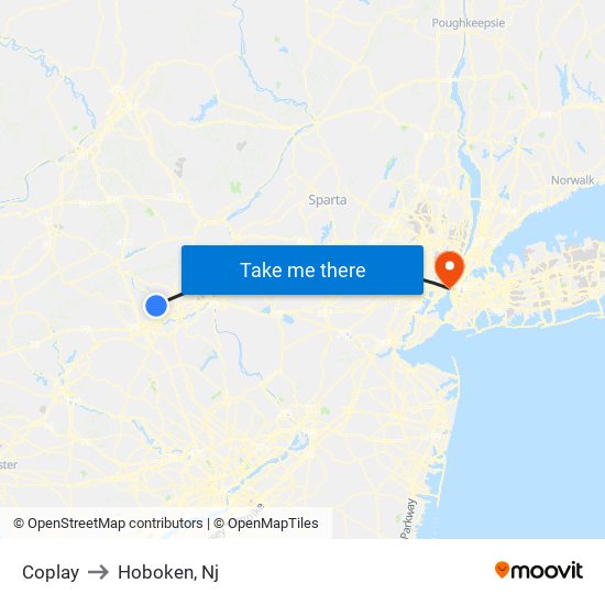 Coplay to Hoboken, Nj map