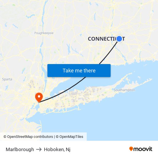 Marlborough to Hoboken, Nj map