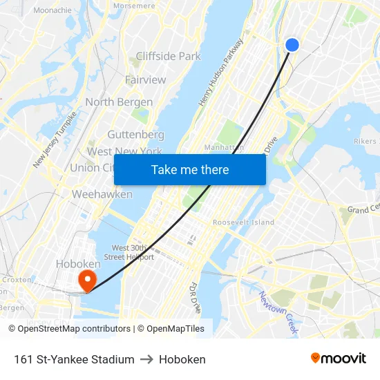 161 St-Yankee Stadium to Hoboken map