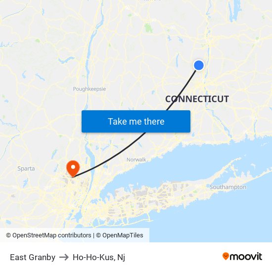 East Granby to Ho-Ho-Kus, Nj map