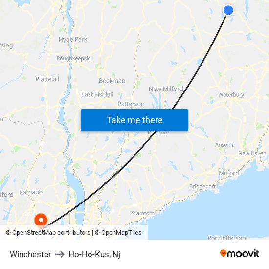 Winchester to Ho-Ho-Kus, Nj map