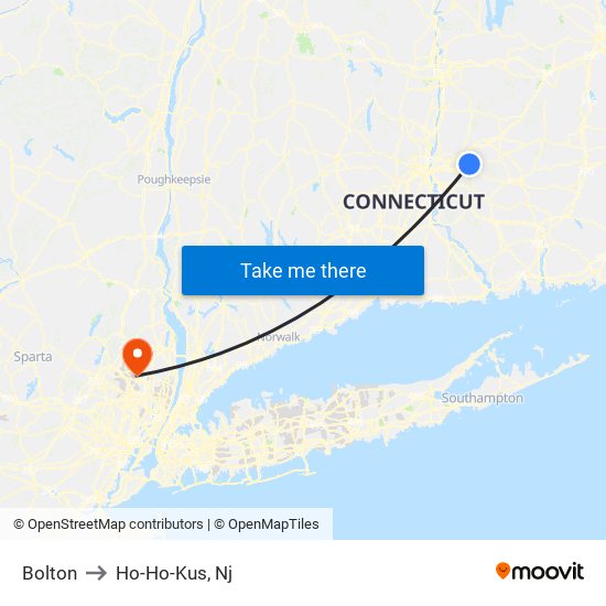 Bolton to Ho-Ho-Kus, Nj map