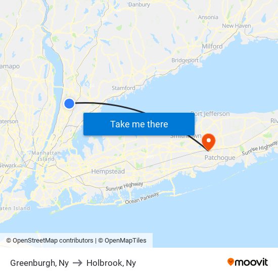 Greenburgh, Ny to Holbrook, Ny map