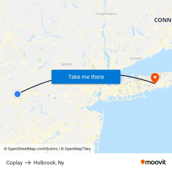 Coplay to Holbrook, Ny map