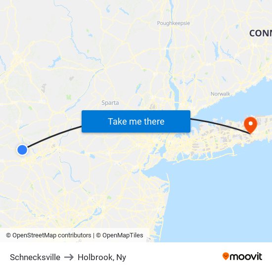 Schnecksville to Holbrook, Ny map