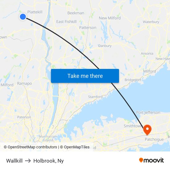 Wallkill to Holbrook, Ny map