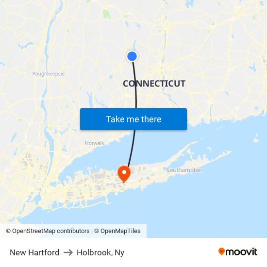 New Hartford to Holbrook, Ny map