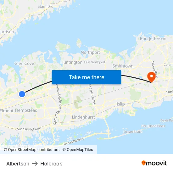 Albertson to Holbrook map