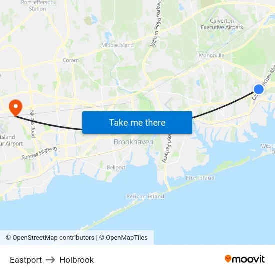 Eastport to Holbrook map