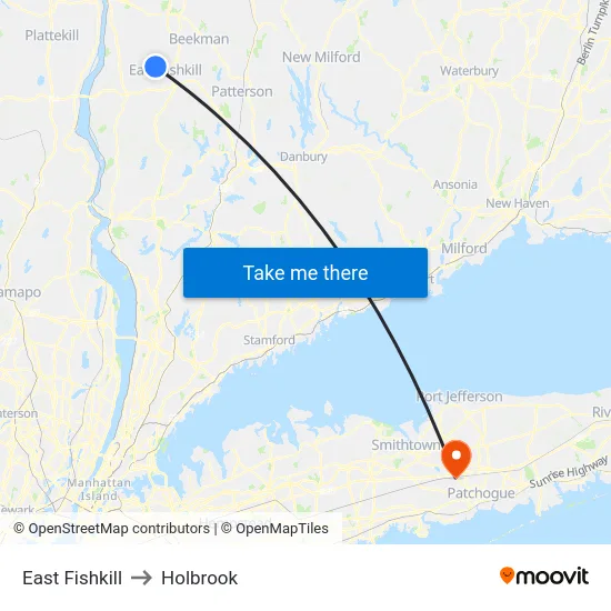 East Fishkill to Holbrook map