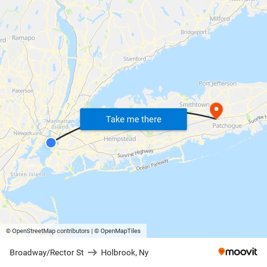 Broadway/Rector St to Holbrook, Ny map