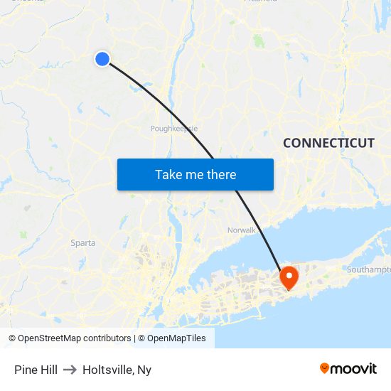 Pine Hill to Holtsville, Ny map