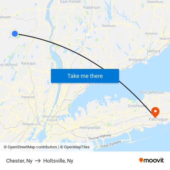 Chester, Ny to Holtsville, Ny map