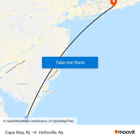 Cape May, Nj to Holtsville, Ny map