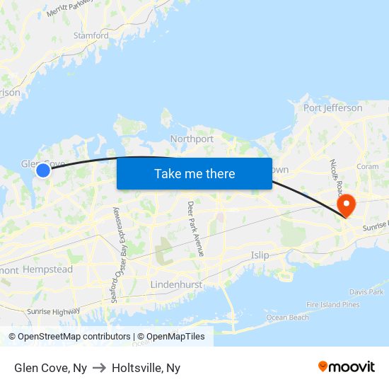 Glen Cove, Ny to Holtsville, Ny map